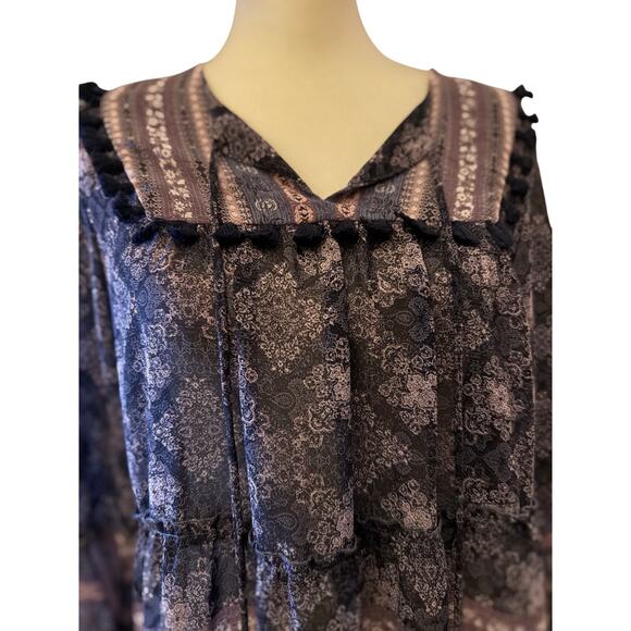 Weavers Boho Peasant Blouse with Tassel Ties, Women's Size Medium - Picture 2 of 5